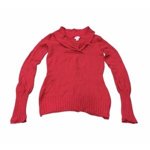 Mossimo Womens Y2K Shawl‎ Collar Ribbed Knit Sweater Red Vintage Preppy